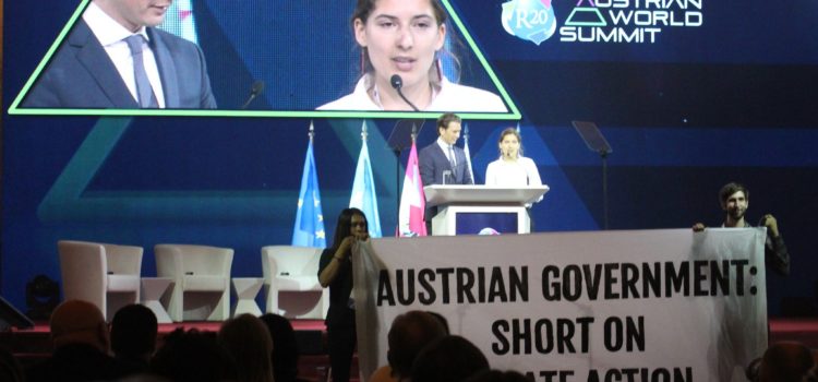 Presseaussendung: Austrian World Summit: Protest gegen Greenwashing-Bühne für Klimakatastrophenkanzler Kurz​​​​​​​