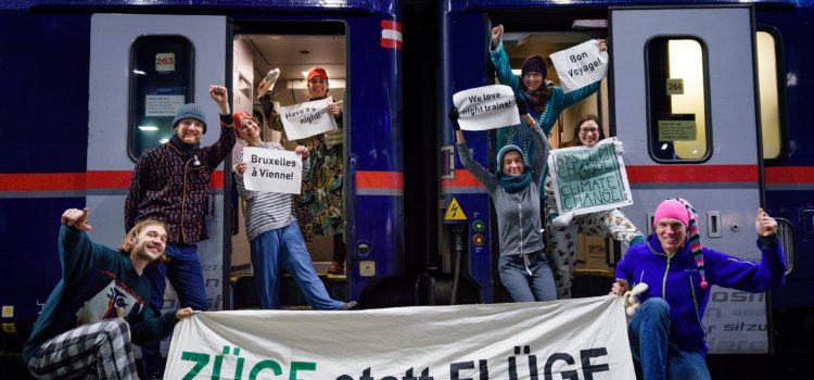 Presseaussendung: Nachtzug Wien Brüssel – Klimaaktivist*innen feiern neue Verbindung
